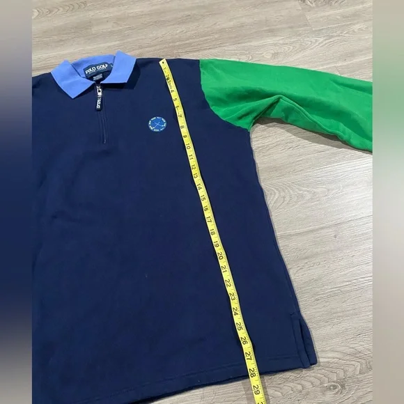 Polo Golf Men’s Pullover Colorblock Polo Sweater‎ Large Blue Green - Picture 9 of 9